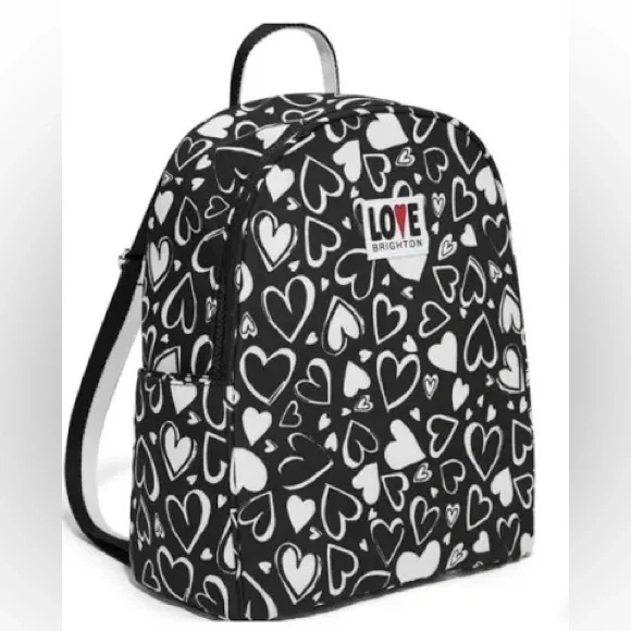Brighton Endless Love Heart Backpack - Black and White - Picture 4 of 13